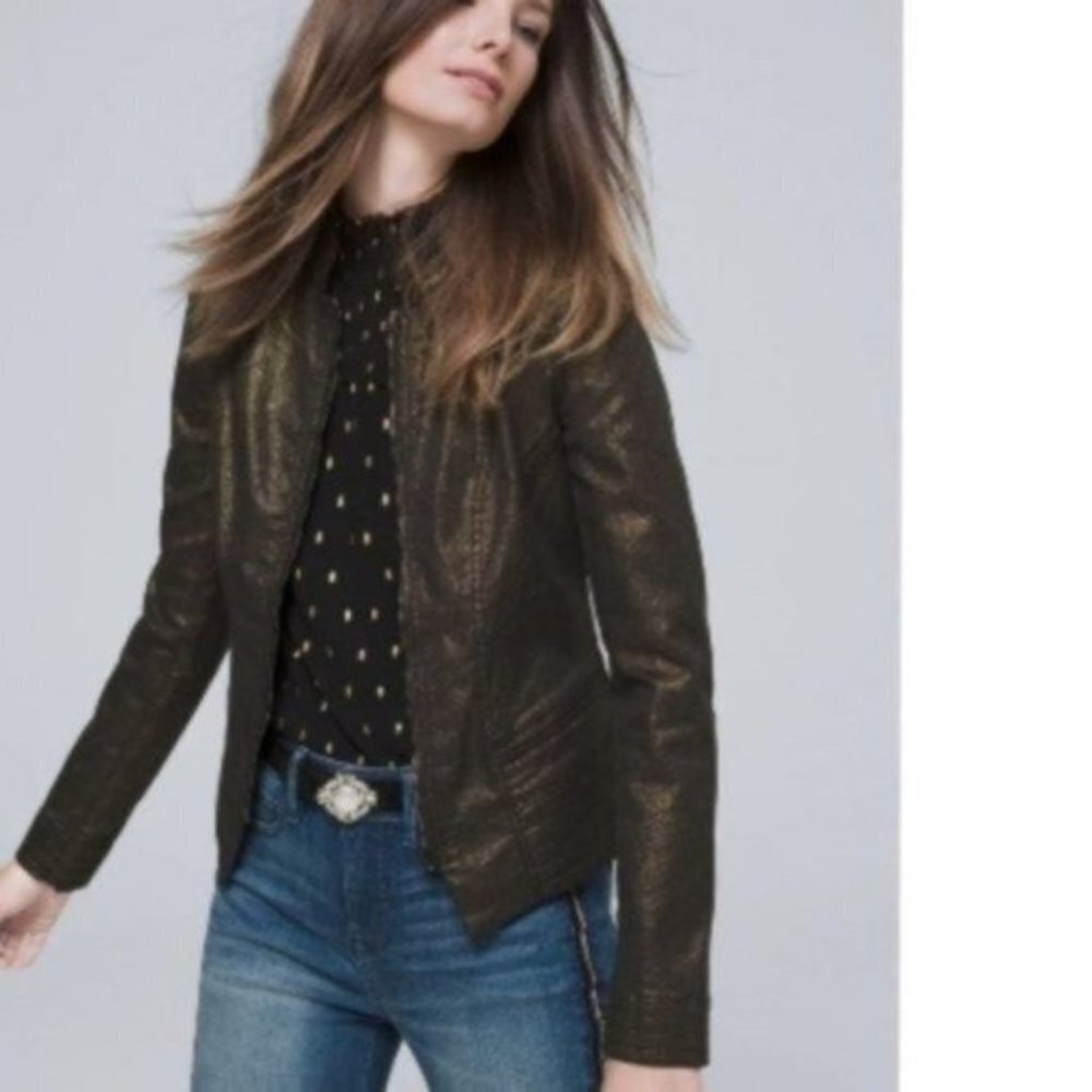 NWT White House Black Market Coated Metallic Band Jacket